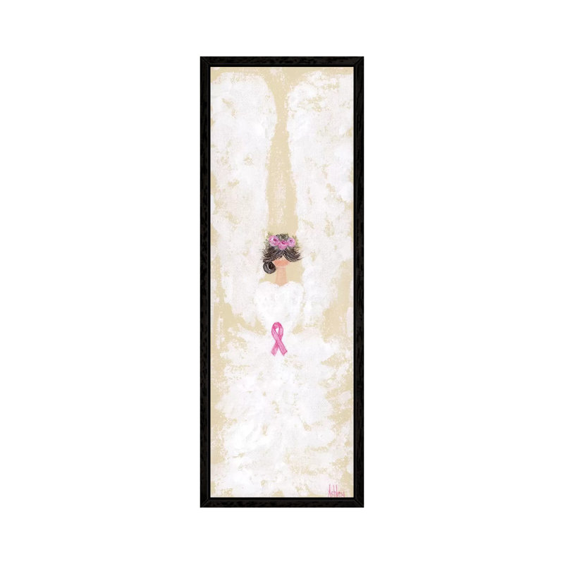 Breast Cancer Angel by Ashley Bradley - Painting on Canvas, 121.92 cm H x 40.64 cm W, Black Framed