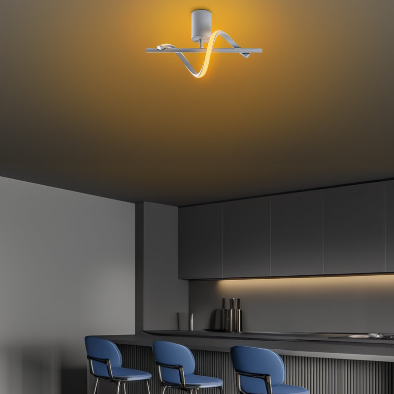 Lustre à DEL en métal fantaisie, Gris