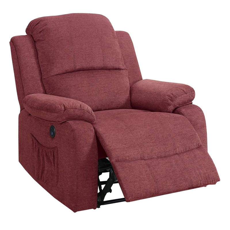 Antwanette Upholstered Power Recliner, Red Velvet