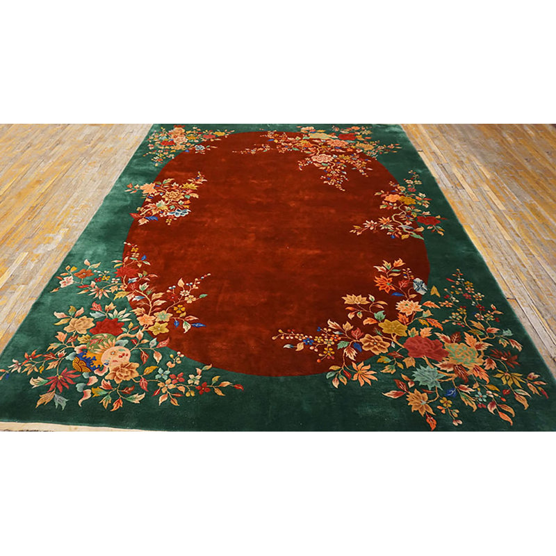 Tapis rectangulaire noué en laine noué à la main chinois des années 1920