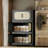 Retro Black 4-tier Folding Storage Cabinet With Magnetic Doors, 20" Wide Collapsible Organizer On Wheels, 19.69" W X 11.81" D X 40.55" H, Freestanding Plastic Storage Shelf For Pantry Closet Laundry Room Organization