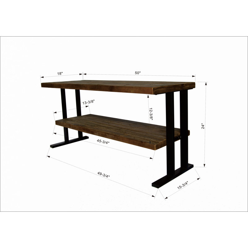 Table d'appoint multimédia avec tablette, ajoutant du bois recyclé naturel et une apparence noire à votre décor