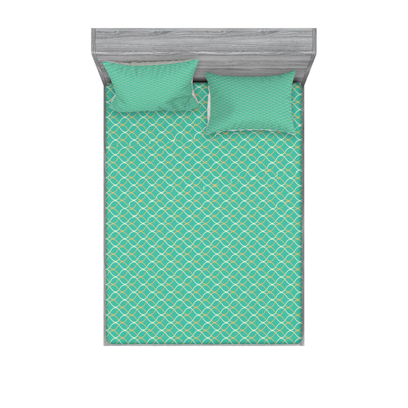 Microfiber Geometric Sheet Set, Full/Double Sheet Set with Fitted Sheet