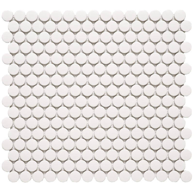 Carreau de mosaïque rond en porcelaine 0,75 "x 0,75", Noir brillant