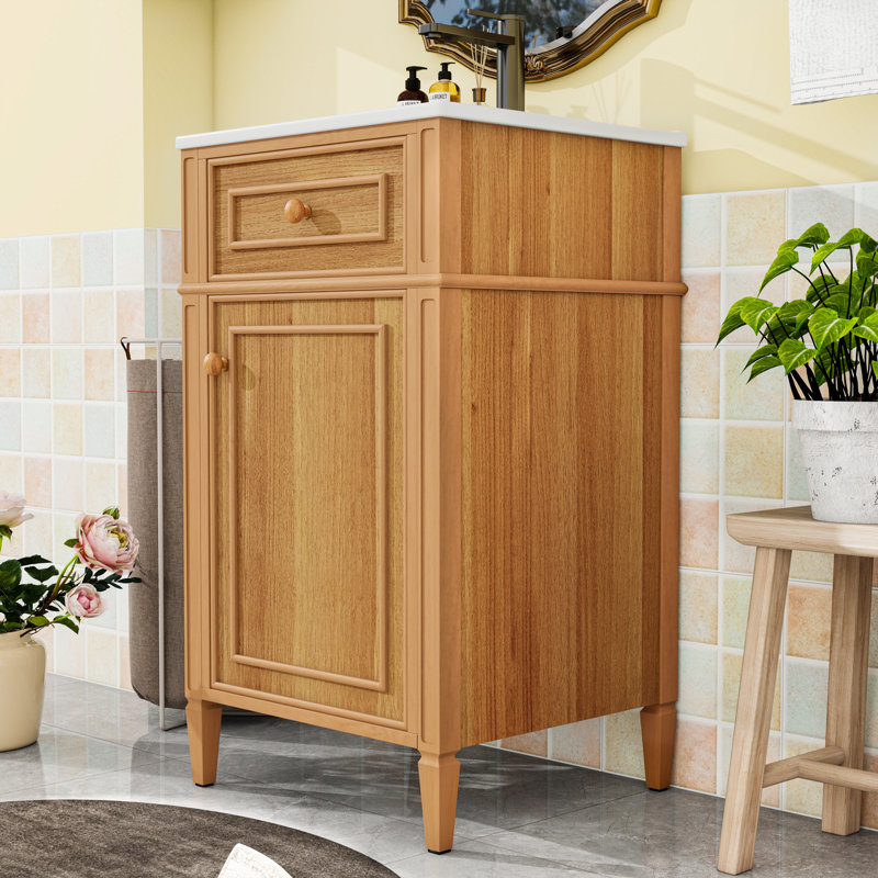 Meuble-lavabo de salle de bain avec lavabo, tiroir inclinable et tablette réglable
