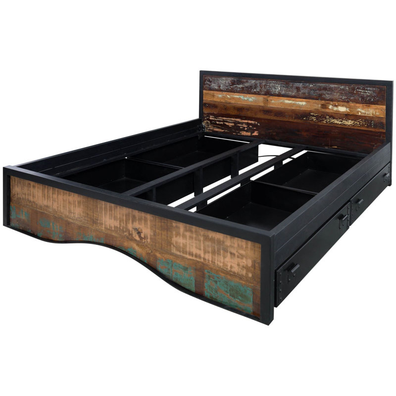 Solid Wood Storage Bed, 180 x 200 cm