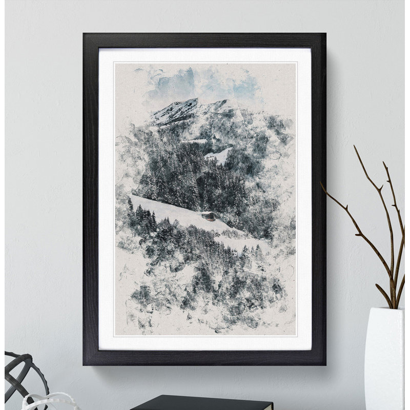 Winter Forest Vol.10 Watercolour - Picture Frame Graphic Art, 90cm H x 65cm W x 2cm D, Black