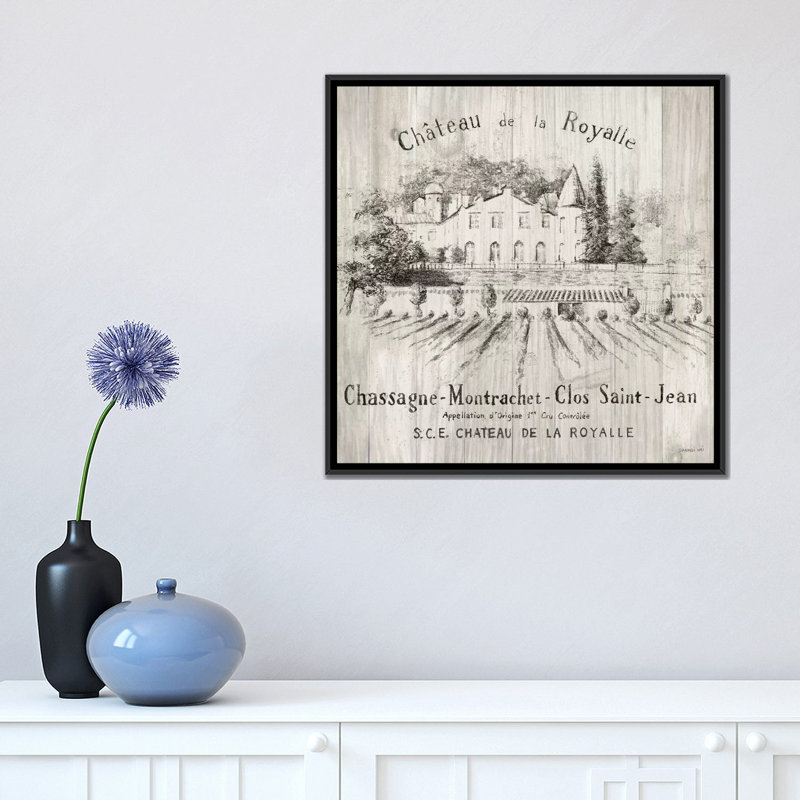 «Chateau Royalle on Wood», affiche vintage sur toile, H 18 po x l 18 po x P 1,5 po, Toile avec cadre noir, Pas de tapis