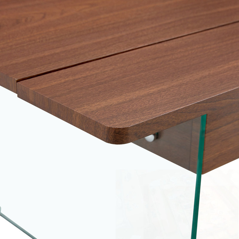Table basse à plateau relevable avec pieds en verre robuste, Marron foncé