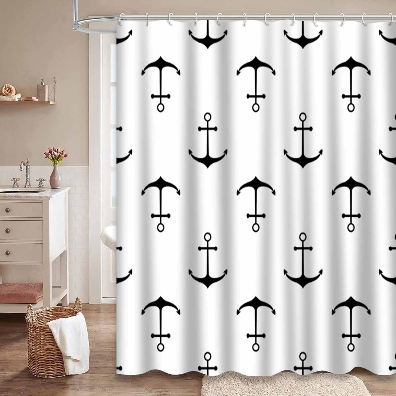 Rideau de douche nautique avec 12 crochets Nautical Baby Shower Invitation, L 72 po x l 84 po