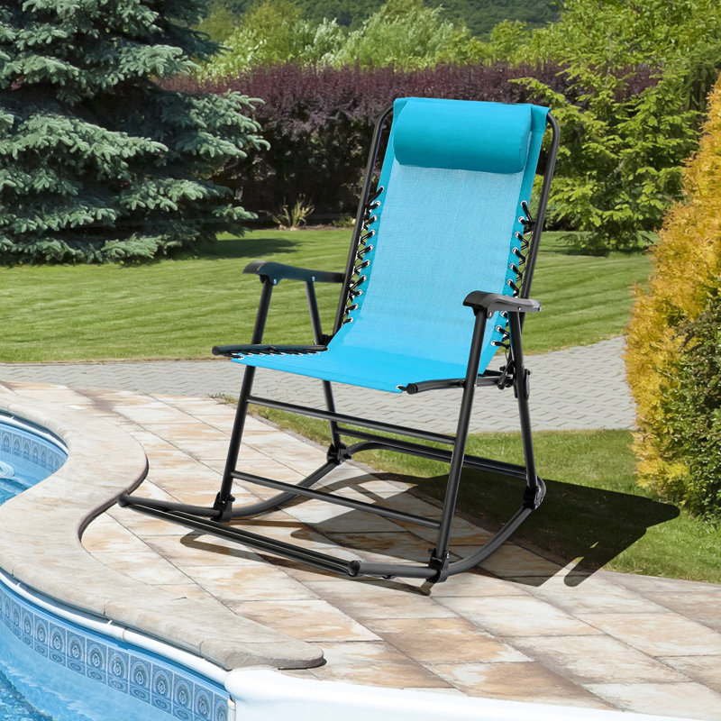Chaise berçante d'extérieur en métal Myiesha, Bleu