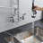Kitchen Faucet Deck Mount With Pre-Rinse Sprayer 21" Height Kitchen Sink Faucet 8 Inch Center With 10" Add-On Swing Spout Faucet & Coiled Spring Pull Down Spray