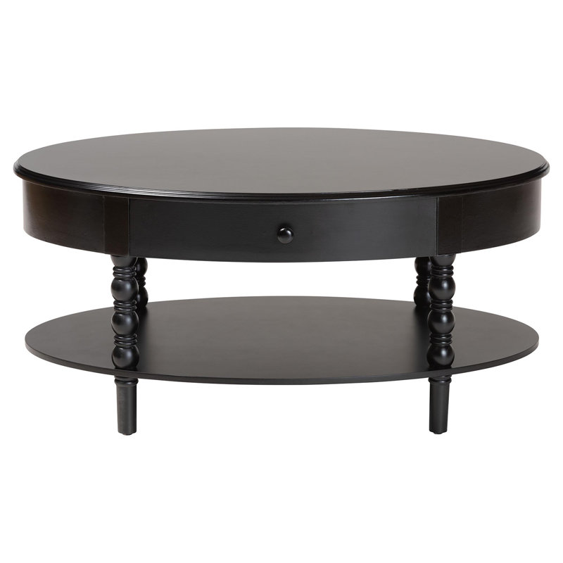 Table basse à 1 tiroir en bois noir avec pieds fuselés Laura Baxton Studio Malinda