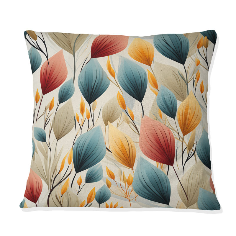 Teal and Beige Botanical Harmony - Coussin décoratif Abstract Coral Reef Multicolor Azure - Coussin décoratif