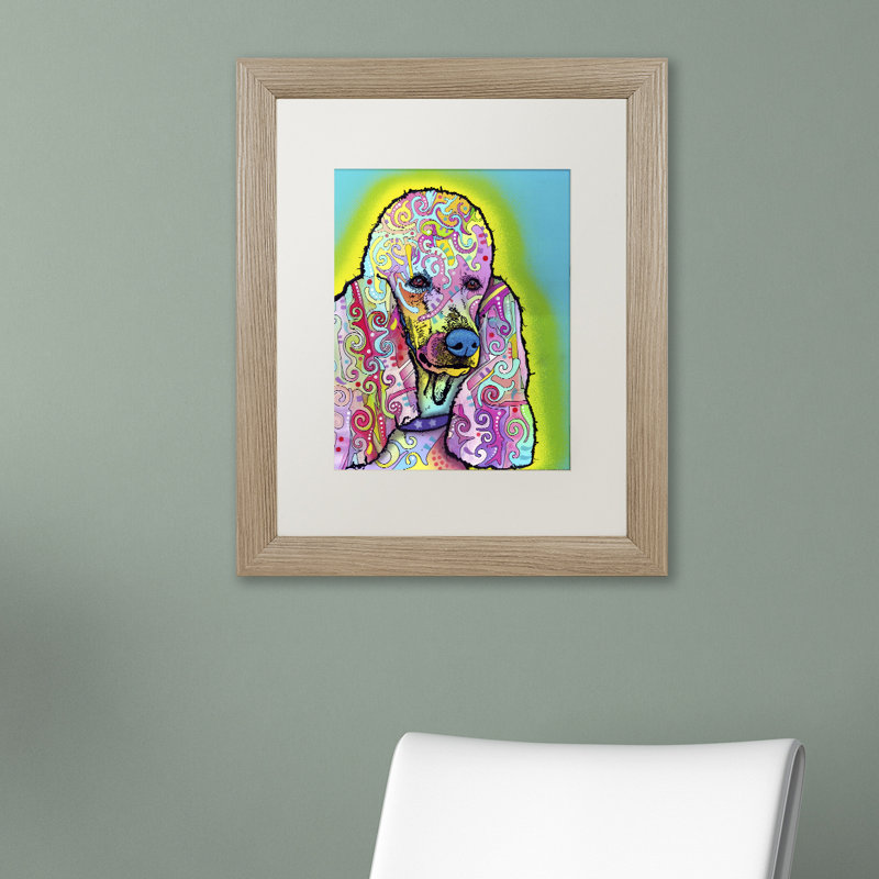 « caniche », impression, H 14 po x l 11 po x P 0,5 po, Noir, Cadre noir