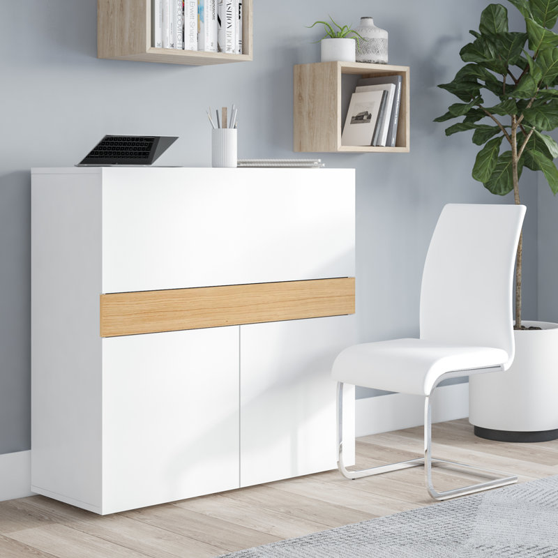Farinella Secretary Desk, White/Oak