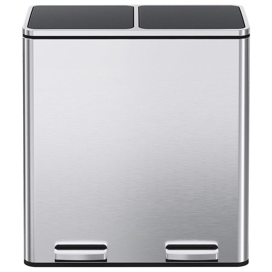 GallonStainless Steel Trash Can, Dual Compartment, Metal Kitchen Step Recycle Bin, Metal Double Dustbin, in-Home Garbage Rubbish Can, Removable Liner Buckets