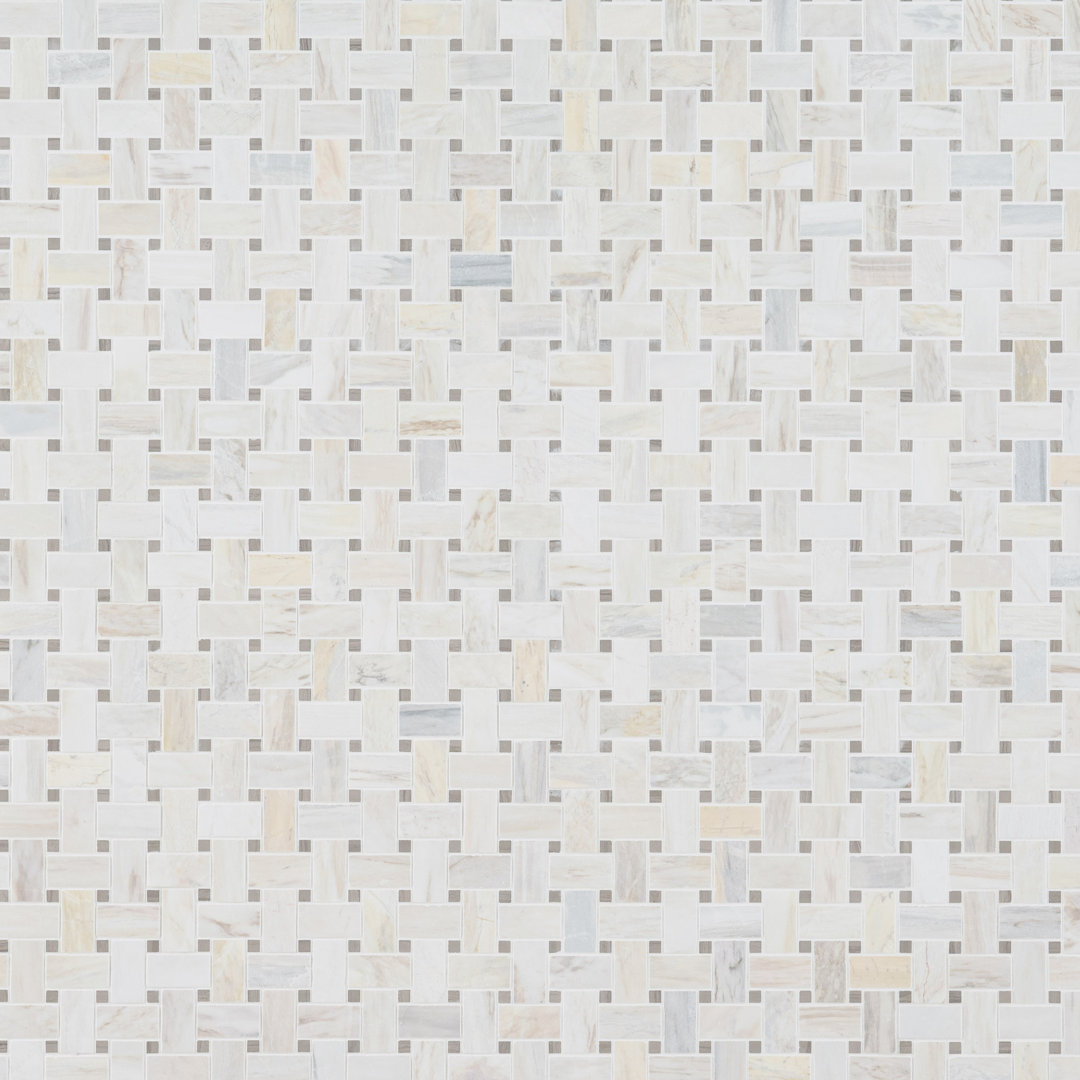 Auralie Weave 12 in. x 12 in. Polished Marble Mosaic Floor and Wall Tile Ackland