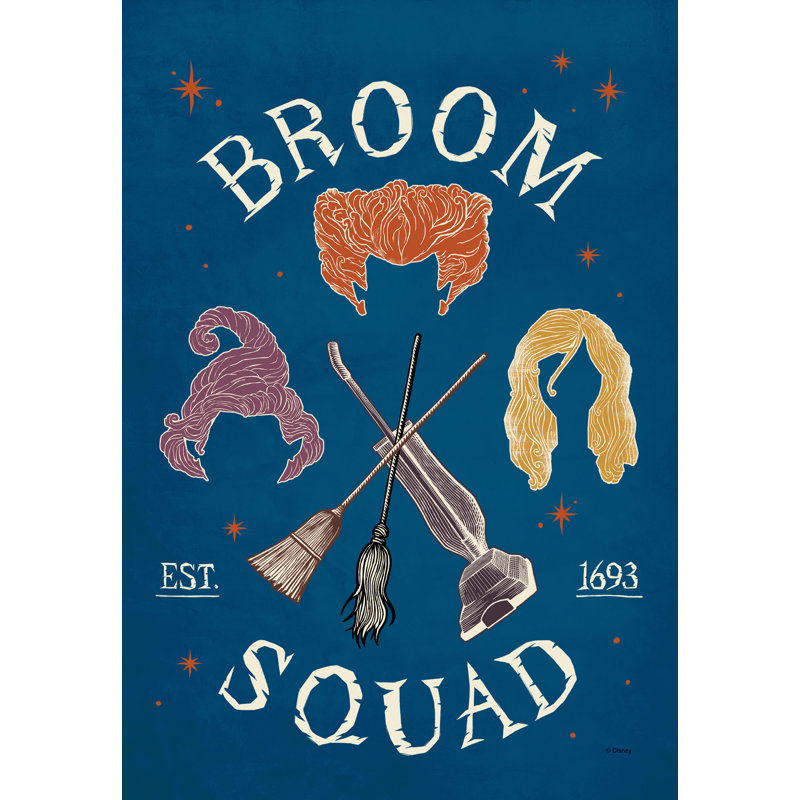 Drapeau de jardin Disney Hocus Pocus Broom Squad, 12,5 po x 18 po, produit sous licence officielle Disney, vendu séparément