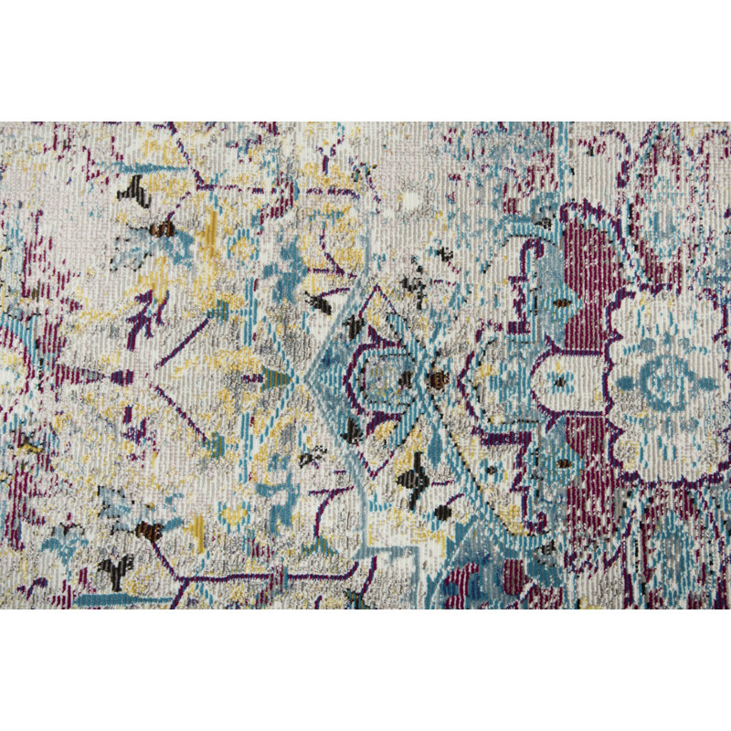 Tapis bleu/rose/beige Elliot, Rectangulaire 3 pi 11 po x 5 pi 6 po