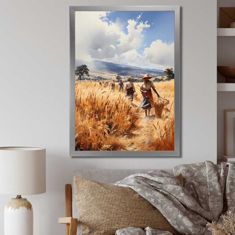 «Kelvina African Tribes Kikuyu Harvest I», reproduction sur toile, 32" H x 16" W, Gold Picture Framed