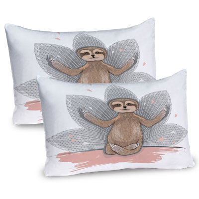 Ambesonne Sloth Pillow Sham 2 Pack Little Sloth Pink Brown Grey -  pil-2_37868_36x20