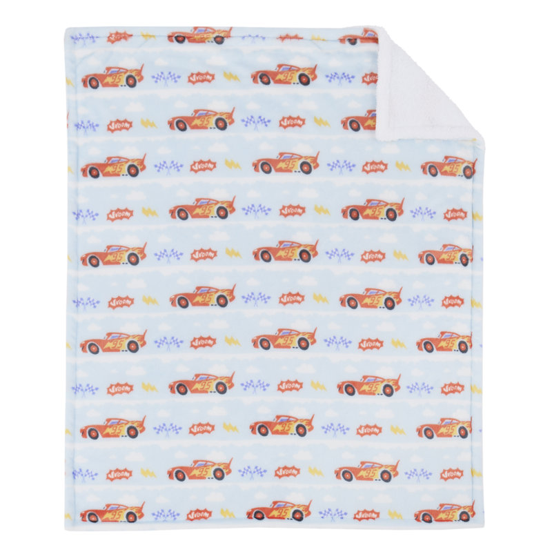 Couverture pour bébé en sherpa super doux NoJo Disney Cars Lightning McQueen - rouge, bleu clair