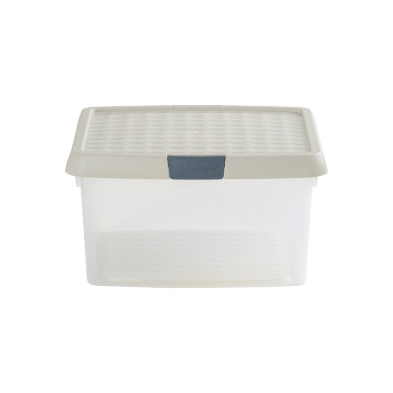 Wham Clip Square Plastic Storage Boxes with Secure Clip Lock Lids Clear/Stone/Slate Grey, 9 Liters, Cream