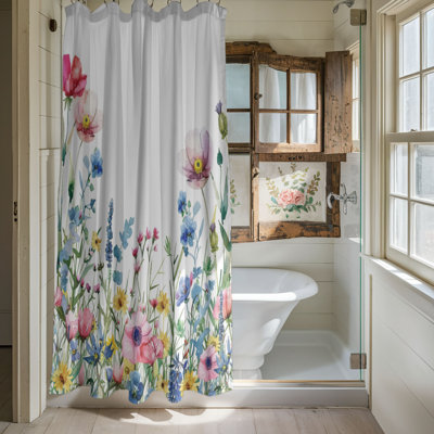 Watercolor Blossom Motifs - Rideau de douche standard 1 pièce