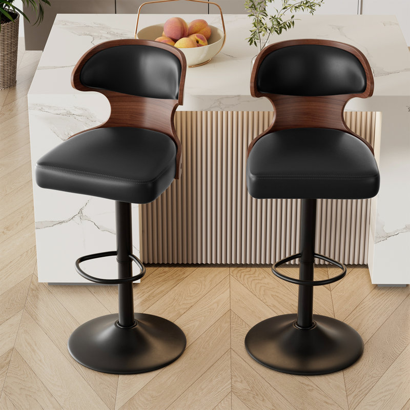 Swansboro Swivel Yes Bar Stool, Black, Black, 2