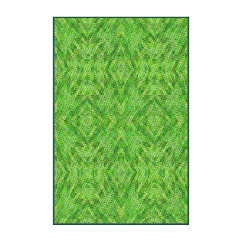 Laine tissée à la machine de fabrication orientale et polyester vert/jaune Tapis décoratif, Rectangle 5 pi x 7 pi