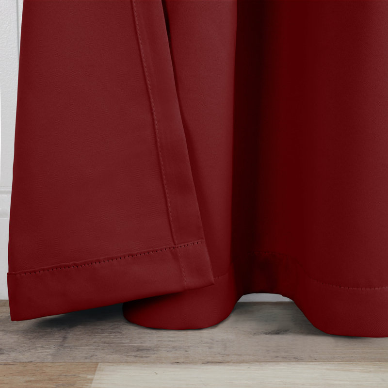  Trixie Millendon Solid Modern Polyester Room Darkening Curtain Pair, 42" W x 108" L, Red
