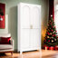 Armoire de rangement 71 po à 2 portes galbées, armoire de rangement en métal avec portes et tablettes réglables, pour chambre à coucher, salon, cuisine (blanc)