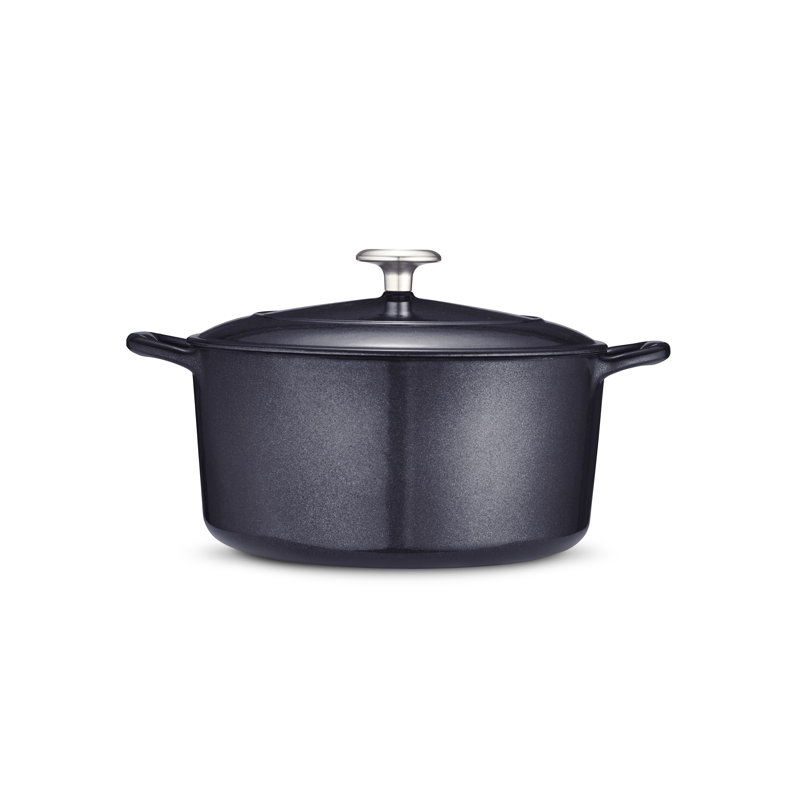 Tramontina Bestow Enameled Cast Iron Round Gourmet Dutch Oven, Dark Blue, 5.5 qt