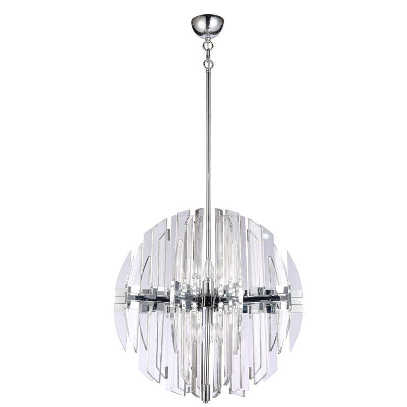 Lustre en acrylique 10 lumières Transitional, Chrome