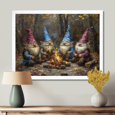Gnome d'automne bleu et bleu - salon d'art mural gnome