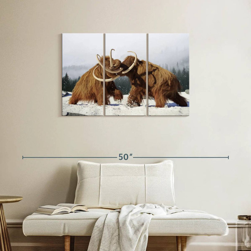 Brampt Fighting Woolly Mammoths, H 24 po x l 38 po