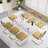 71In Rectangle Glass Top Dining Set With Velvet Chairs-588360854-588360849