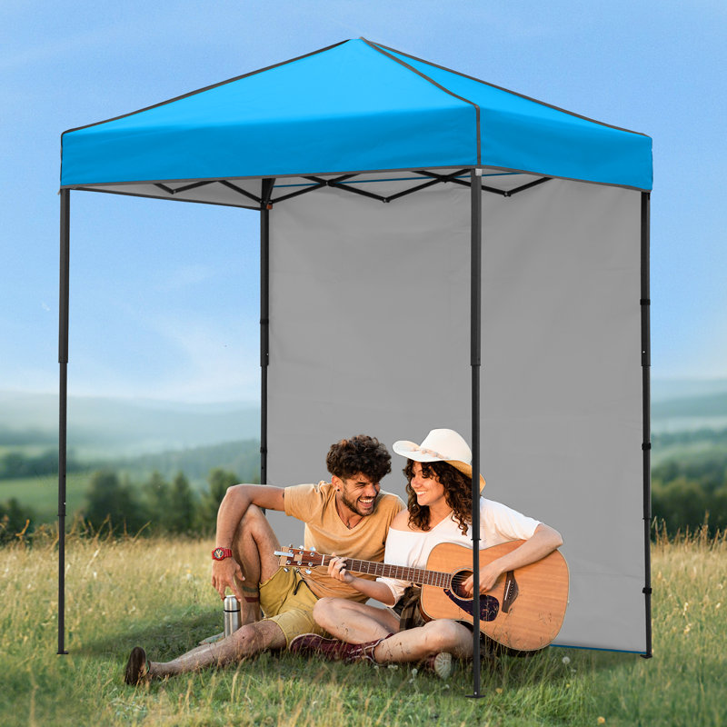 6x4 Canopy Tent, Heavy Duty Pop up Canopy with Sidewall, Light Blue