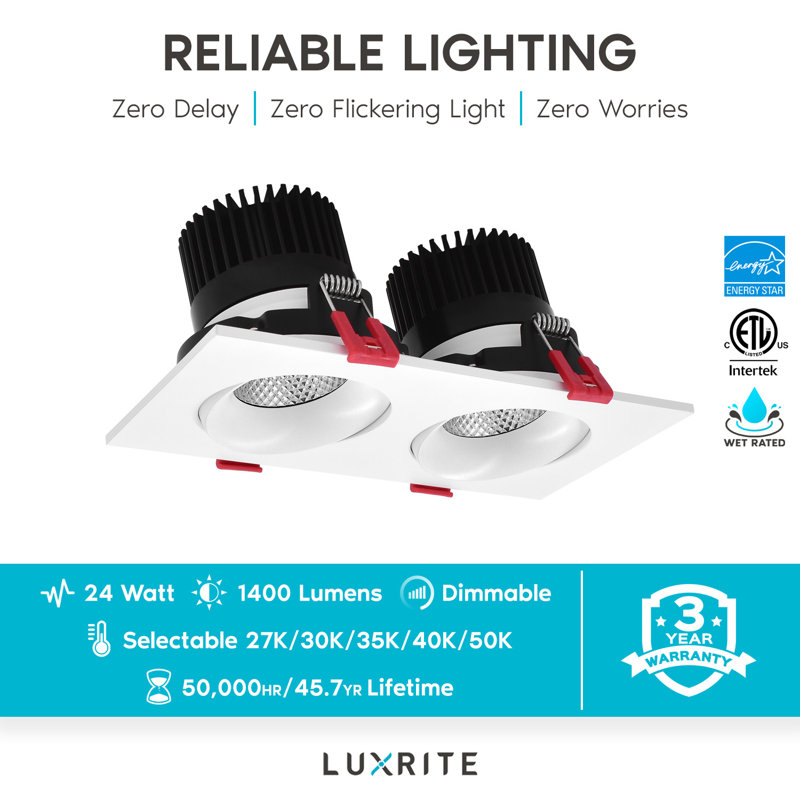 4.38'' Selectable Color Temperature Dimmable Air-Tight IC Rated LED Canless Recessed Lighting Kit