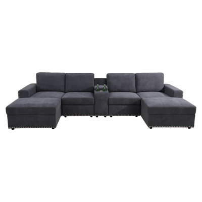 Upholstered L-Shaped Sectional Reversible