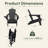 Black All-Weather HDPE Plastic Folding Adirondack Chair with Cup Holder for Patio & Garden (Set of 4)-476871629-484979593
