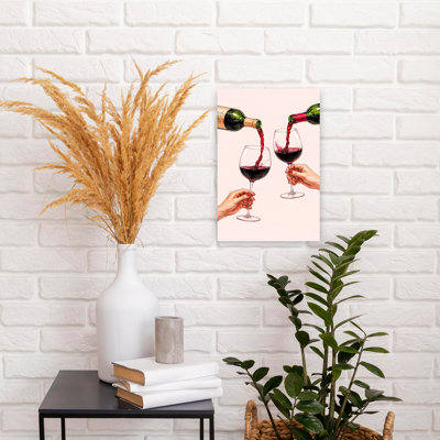 Pouring Red Wine Glasses Romantic Contemporary Wall Art Print