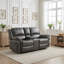 Causeuse inclinable manuelle en similicuir de 73,2 po avec console centrale et porte-gobelets en gris-116975507