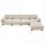Canapés modulaires | Table de salle à manger en L moderne 130 po à 5 places pour siège double, table de chargement pliante, repose-pieds mobile | Chenille | Beige