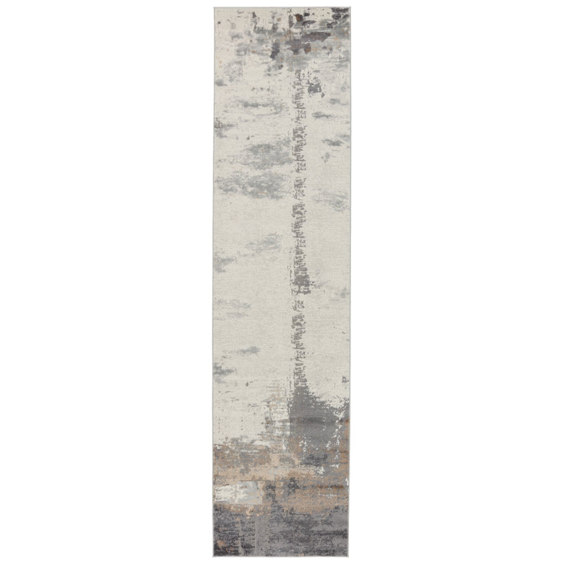 Tapis abstrait gris, Tapis de couloir 3 pi x 12 pi