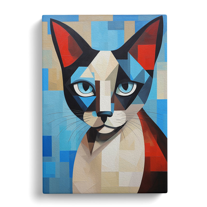 Siamese Cat Cubism No.2 - No Frame Print, 76cm H x 50cm W x 3cm D