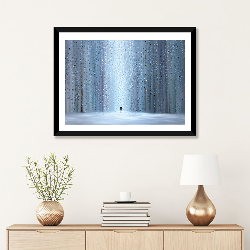 «Rainy Stroll», reproduction d'art, H 16 po x l 24 po x P 1 po, Papier noir