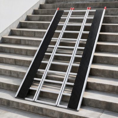 Rampe de chargement pliable en aluminium 85 x 54 po, capacité de 1500 lb pour rampe portative robuste pour VTT et tondeuse à gazon, caoutchouc noir