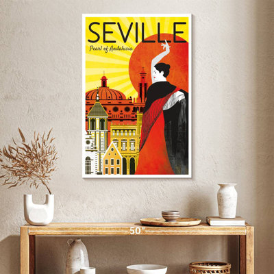 Séville perle d'Andalousie, affiche rétro